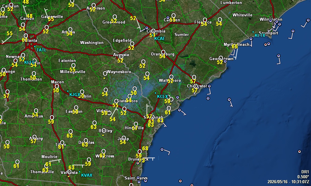 Radar view for SE GA & Southern SC from Savannahpat